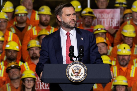 Vice President JD Vance speaks at the Cleveland-Cliffs Middletown Works steel production facility in Middletown, Ohio, on Aug. 21, 2026. 