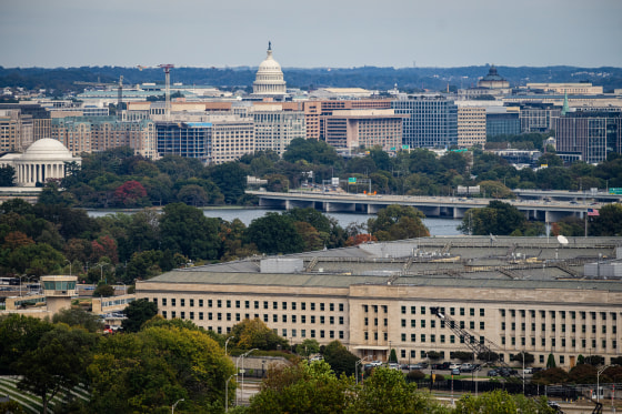The U.S. Capitol behind the Pentagon.