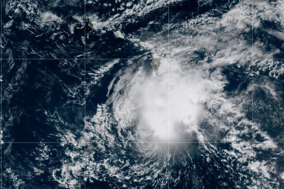 Tropical Storm Moke near Hawaii on Aug. 23, 2026.