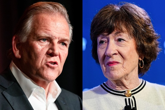 A split composite image of Mike Rogers and Susan Collins