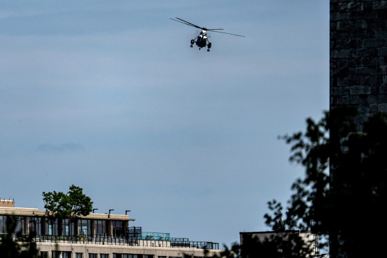 Donald Trump on helicopter.