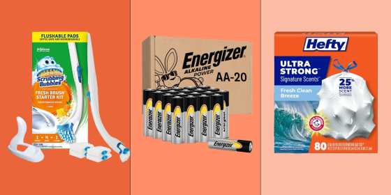 Popular household brands like Scrubbing Bubbles, Energizer, Hefty and more are marked down.