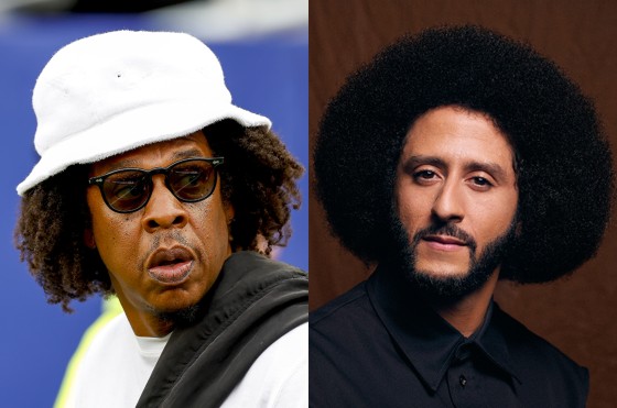 Split image of Jay-Z and Colin Kaepernick.