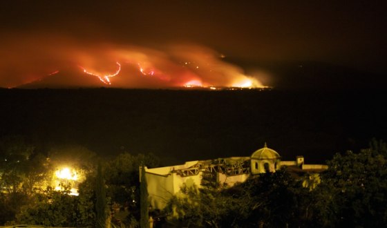 A massive fire is seen at 'La Primavera' forest in Guadalajara, Mexico, April 25. More than 700 firefighters were sent to the site where the fire has been burning uncontrolled for almost five days.