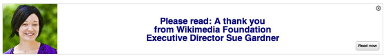 Another fundraising banner? No, this is a thank you note.