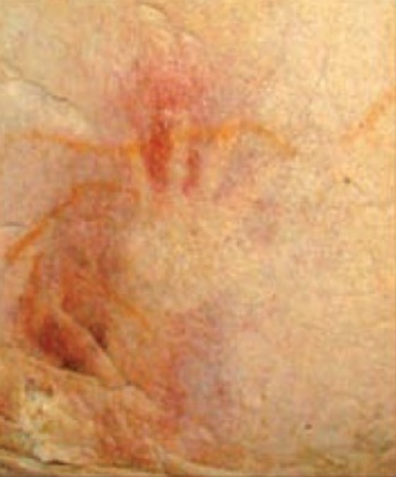 This hand stencil in Spain's El Castillo cave dates back at least 37,300 years, based on uranium-series testing, and could conceivably show a Neanderthal hand outline.