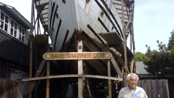 Dennis Holland One such “thing” is the Shawnee. The 72-foot, ketch-style wooden ship, wedged between the barn and Holland's ranch-style home, is the latest in the shipwright’s lifetime’s worth of restoration projects. But the ship’s presence has alienated some of his neighbors, who say -- privately and not for attribution-- that a lumbering boat has no place in the neighorbood. The median home price in Newport Beach is over $1 million.