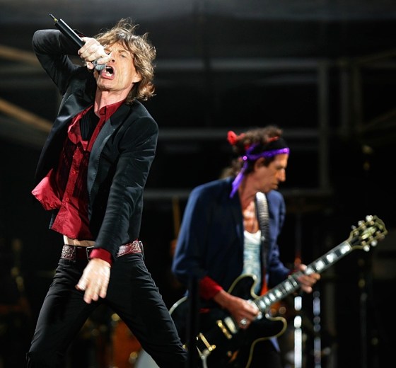 **FILE** In this July 28, 2006 file photo, Rolling Stones singer Mick Jagger, left, and guitarist Keith Richards perform during their concert at the Stade de France, North of Paris. The Rolling Stones, the world's top-earning music act last year, have signed a long-term, exclusive worldwide contract with Vivendi SA's Universal Music, dealing a major blow to the group's former recording company, EMI Group PLC. Universal said on Friday that the new deal covered both future albums by the Stones and their back catalog including such albums as