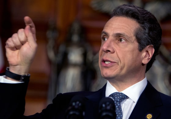 New York Gov. Andrew Cuomo talks about expanding the state's DNA database to include samples from all misdemeanor and felony convictions during a news conference in the Red Room at the Capitol in Albany, N.Y., on Wednesday, Feb. 29, 2012. (AP Photo/Mike Groll)