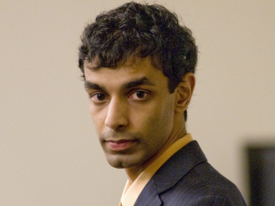 Dharun Ravi, a Rutgers University student charged with bias intimidation, stands up after the jury leaves to begin deliberations in the Superior Court of New Jersey in Middlesex County, New Brunswick March 14, 2012. A jury on Wednesday began deciding whether Ravi committed a hate crime when he used a webcam to spy on his college roommate Tyler Clementi kissing another man in a case that put a national spotlight on gay bullying when Clementi committed suicide days later.. REUTERS/ Mark Dye (UNITED STATES - Tags: CRIME LAW EDUCATION)