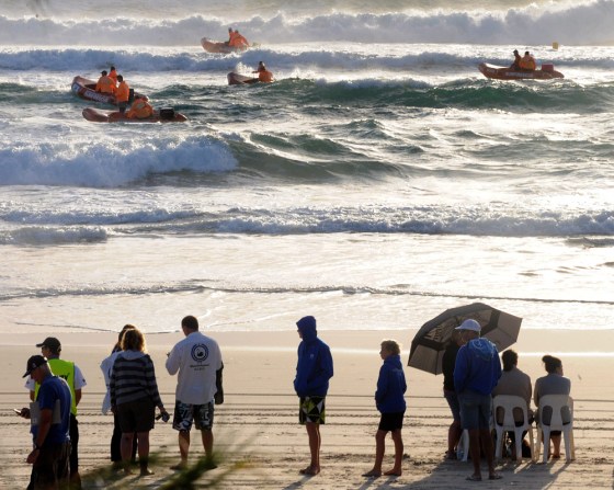 Surf Rescue teams search for missing 14 year old Matt Barclay at Kurrawa beach.