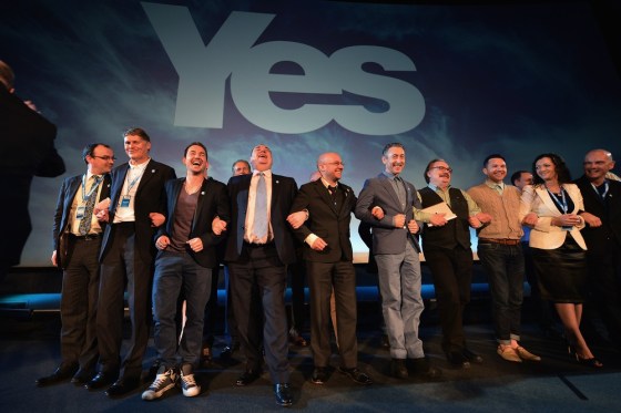 Alex Salmond, Scotland's first minister and leader of the Scottish National Party attends a campaign for Scottish independence with supporters at Cineworld on May 25, 2012 in Edinburgh, Scotland.