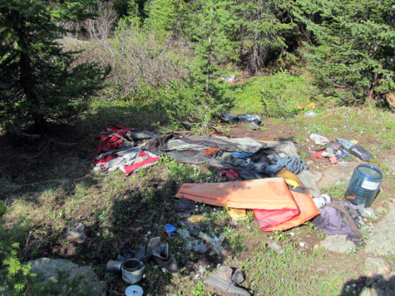 Campsite in the Holy Cross Wilderness area believed to have been used by James Nelson of Chicago, who was reported missing in October 2010 after failing to return from a five-day hike.