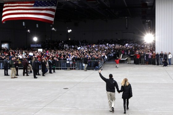 Republican vice presidential candidate Rep. Paul Ryan, R-Wis., and his wife Janna arrive at a campaign event on Sunday in Minneapolis.