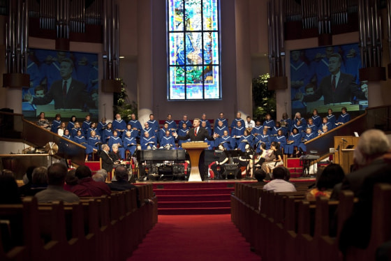 The Rev. Mark Harris endorsed a Republican candidate for the state Supreme Court during his sermon Oct. 7 at First Baptist Church in Charlotte, N.C.