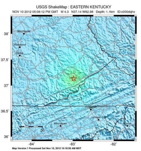 Earthquake rattles eastern Kentucky