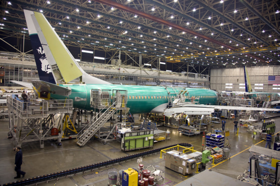 737s move along the production line at the Boeing plant in Renton, Wash., last year. The twin-engine plane is the best-selling model ever, and Boeing just announced its biggest-ever order for more.