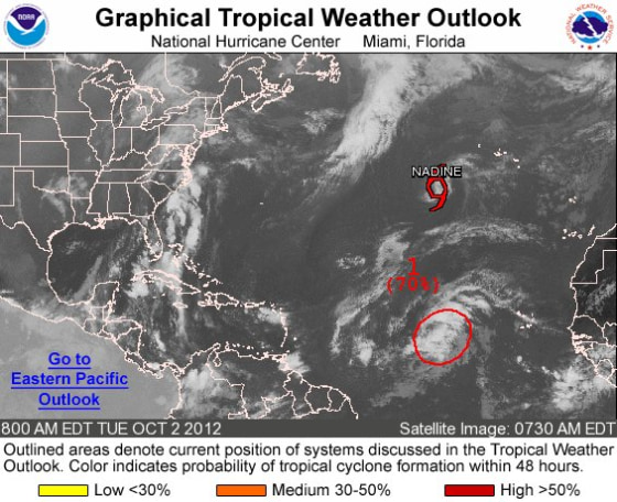 The circled system has a 70 percent chance to become a tropical storm.