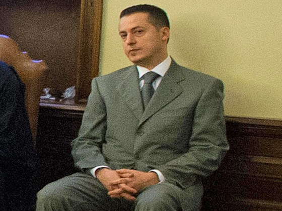 The pope's former butler Paolo Gabriele in the courtroom of the Vatican on Sunday.