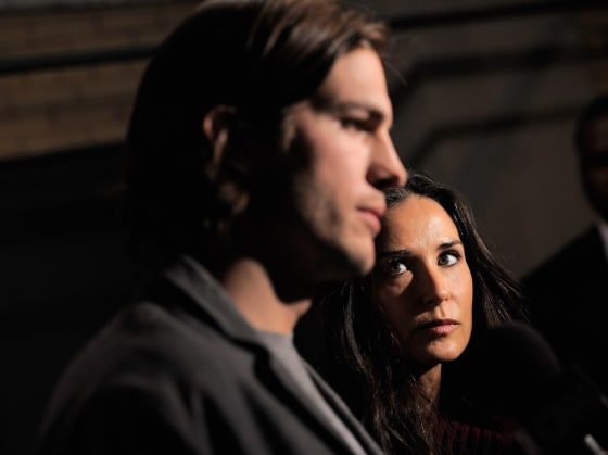 After six years of marriage, Ashton Kutcher and Demi Moore are splitting after rumors of infidelity. Here, they are shown at the launch party for