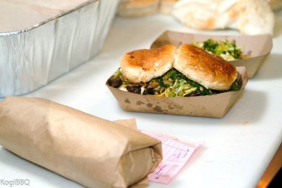 Kogi sliders from Kogi BBQ in Los Angeles.