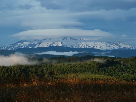 Oregon's Mount Hood photographed at sunset.