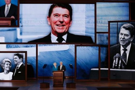 Former House Speaker Newt Gingrich and his wife Callista deliver a tribute to President Ronald Reagan during the Republican National Convention in Tampa, Fla., on Thursday, Aug. 30, 2012. (AP Photo/J. Scott Applewhite)