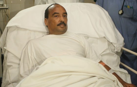Mauritanian President Mohamed Ould Abdel Aziz recovers at the Ksar Military Hospital in Noukchott, Mauritania, on Sunday before evacuation to France for further treatment for a gunshot wound.