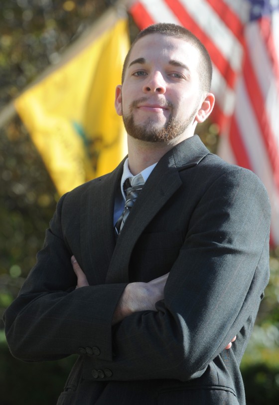 Alburtis Councilman-elect Kyle Bower poses in front of his home in Alburtis on Dec. 8, 2011.