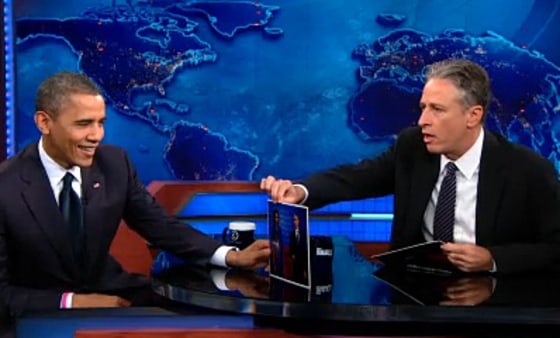 President Barack Obama and Jon Stewart.