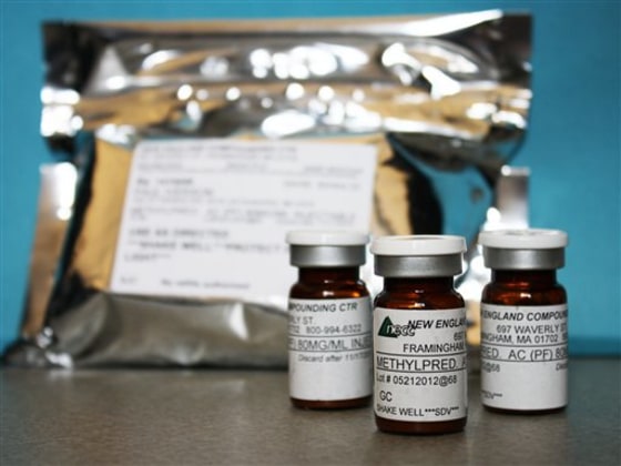 Vials of the injectable steroid product made by New England Compounding Center.