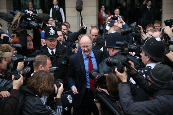 BBC Director General George Entwistle leaves Portcullis House in Parliament after giving evidence to a select committee on Tuesday.