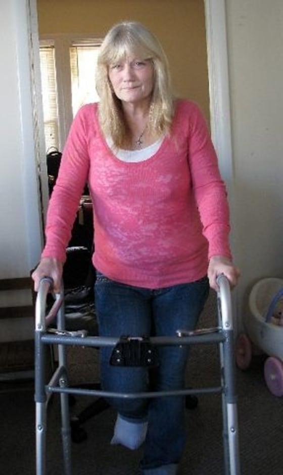 Candace Neal told Manchester, N.H., police she used her walker to fend off an armed man who burst into her apartment.