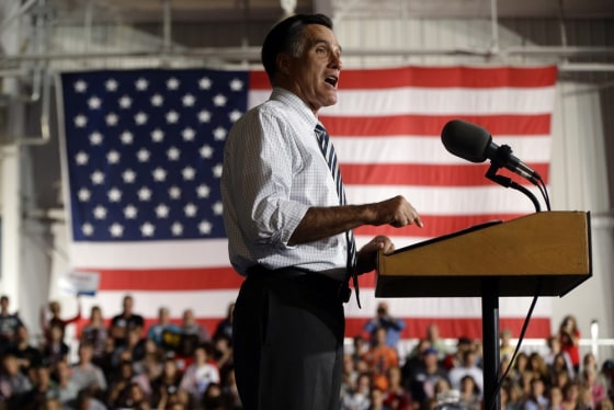 Republican presidential candidate Mitt Romney campaigns at the Eastern Iowa Airport in Cedar Rapids, Iowa, on Wednesday.