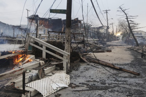 Damage caused by a fire at Breezy Point in Queens, N.Y.