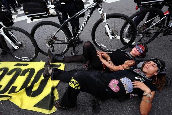 Protesters face off with law enforcement officers and block the road during a march outside the Charlotte Convention Center on Sept. 4, in Charlotte, North Carolina. Protesters marched through the streets of Charlotte, North Carolina on the opening day of the Democratic National Convention.