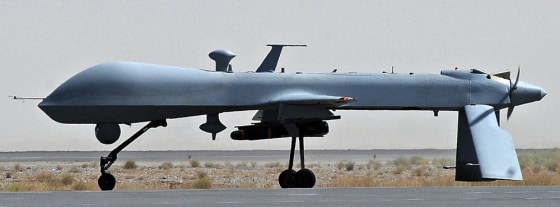 In this file picture taken on on June 13, 2010, a US Predator unmanned drone armed with a missile stands on the tarmac of Kandahar military airport in Afghanistan.