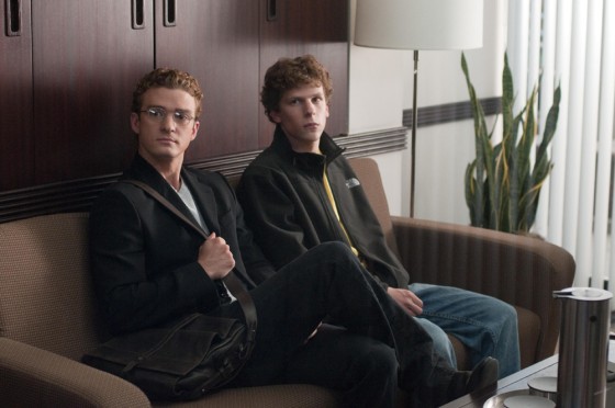 Justin Timberlake, left, and Jesse Eisenberg in a scene from "The Social Network."
