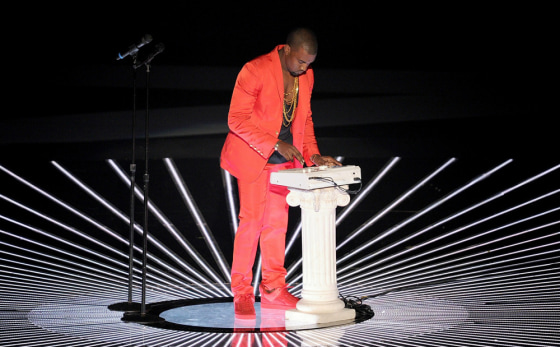 Kanye West performs in L.A. Sunday night.