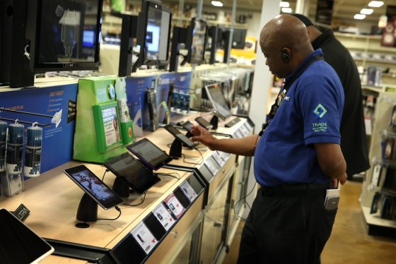 Tablet computers are offered for sale at a Tiger Direct store on April 11, 2013 in Chicago, Illinois.