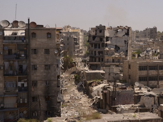 A general view shows damaged buildings in the old city of Aleppo April 29, 2013.