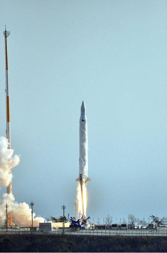 Korean Space Launch Vehicle 1 rocket, also called Naro, launches into orbit from South Korea's Naro Space Center on Jan. 30, successfully carrying a science satellite into orbit. It marked South Korea's third KSLV-1 rocket launch, and the booster's first successful flight.