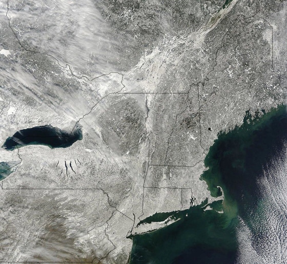 NASA's Terra satellite snapped this image of snow blanketing the Northeast on Sunday.