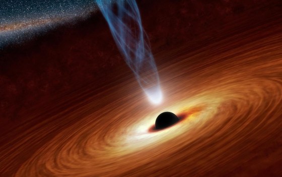 This artist's concept illustrates a supermassive black hole with millions to billions times the mass of our sun.