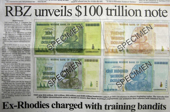 Crippling inflation in Zimbabwe led the government to issue a 100 trillion-dollar note in 2009, leading to reforms that have tamed the cost of living but left the country with almost no cash.