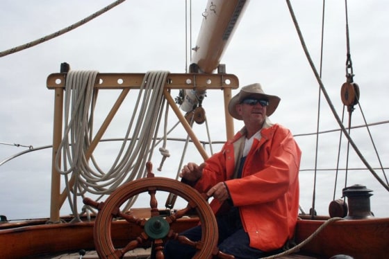 This undated photo provided by the St. Andrews Historic Seaport and Commercial Marina in Panama City, Fla. shows American David Dyche, skipper of the 70-foot vessel Nina.