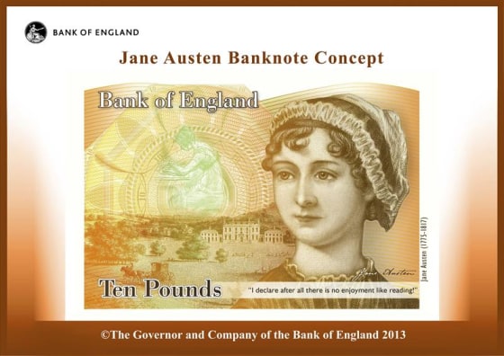 An illustration of a British ten pound Sterling banknote bearing the likeness of author Jane Austen, is seen in a picture released by the Bank of Engl...