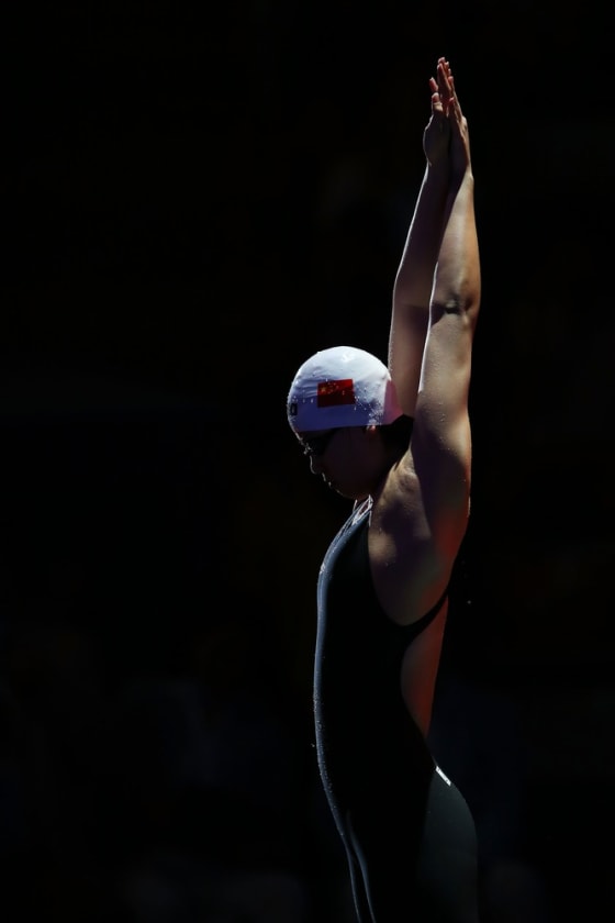 Yuanhui Fu of China prepares to compete in the Women's 100m backstroke final.