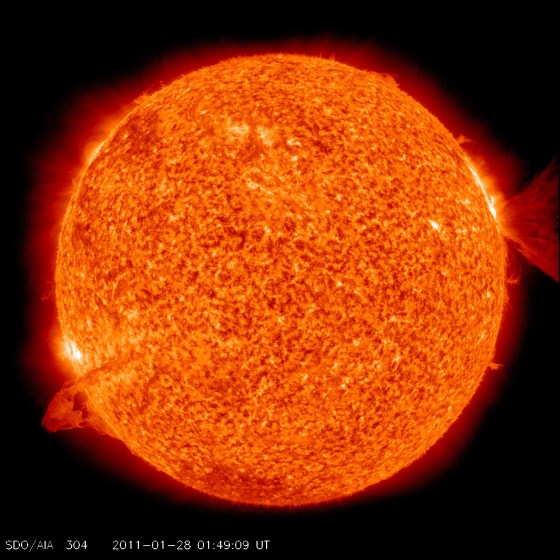 The Solar Dynamics Observator caught nearly simultaneous solar eruptions on opposite sides of the sun. Recent research suggests the activity might be linked.