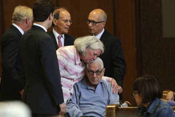 Anthony Marshall is kissed by his wife Charlene Marshall as he arrives at criminal court with his wife and attorneys on June 21 in New York.